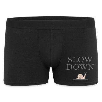 Slow Down Schnecke Entschleunigung Achtsamkeit - Männer Boxer Shorts - Schwarz - Vorne