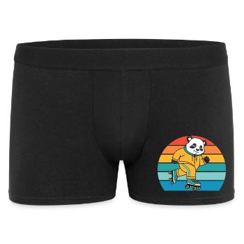 Retro Panda on Roller Skates - Men's Boxer Shorts - black - Front