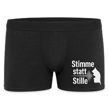 Stimme statt Stille Meinungsfreiheit Spruch - Männer Boxer Shorts - Schwarz - Vorne