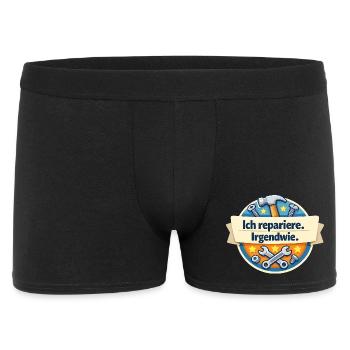 Ich repariere. Irgendwie. - Männer Boxer Shorts - Schwarz - Vorne