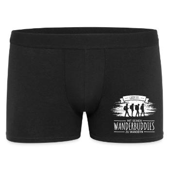 Glück ist mit Wanderbuddies zu wandern - Männer Boxer Shorts - Schwarz - Vorne