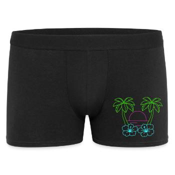 Neon Tropenstrand Sonnenuntergang - Männer Boxer Shorts - Schwarz - Vorne
