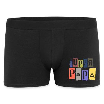 Super PAPA Anonyme Schrift Spion Raben - Männer Boxer Shorts - Schwarz - Vorne
