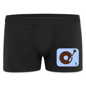 Retro T-Shirt Vinyl - Plattenspieler - Männer Boxer Shorts - Schwarz - Vorne