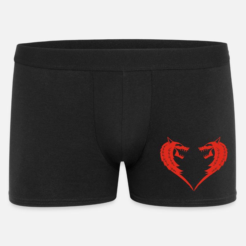 Rotes Wolfsherz - Männer Boxer Shorts - Schwarz