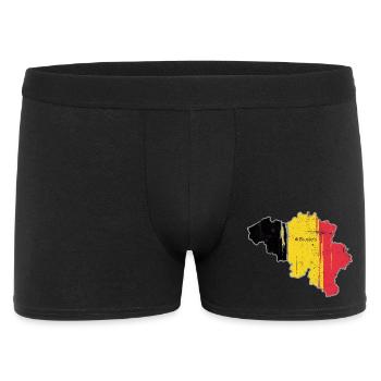 Belgische Flagge Karte von Brüssel - Männer Boxer Shorts - Schwarz - Vorne