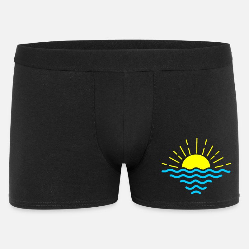 Coucher de soleil vagues bleues - Boxer Homme - noir