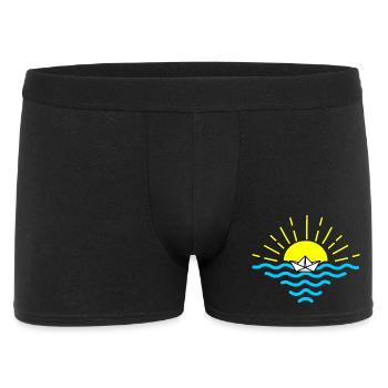 Sunset white folded boat paper boat - Men's Boxer Shorts - black - Front