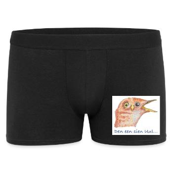 PlattSnack – Den een sien Uul... - Männer Boxer Shorts - Schwarz - Vorne