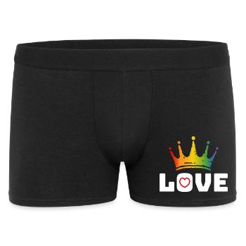 Love Heart rouge arc-en-ciel couronne blanc lgbt tshirt - Boxer Homme - noir - Devant