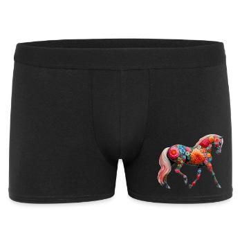 Horse decorated with flowers - Men's Boxer Shorts - black - Front