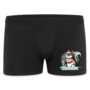 Cute cartoon squirrel enjoying summer - Men's Boxer Shorts - black - Front
