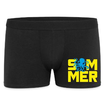 Sommer Oktopus Tischenfisch Urlaub Ferien Meer - Männer Boxer Shorts - Schwarz - Vorne