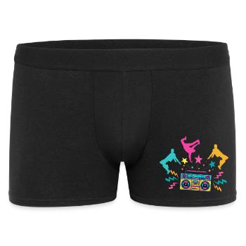 Ghettoblaster Neon tanzende Silhouetten - Männer Boxer Shorts - Schwarz - Vorne