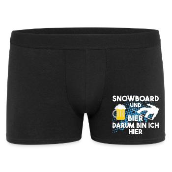 Snowboard und Bier darum bin ich hier - Männer Boxer Shorts - Schwarz - Vorne