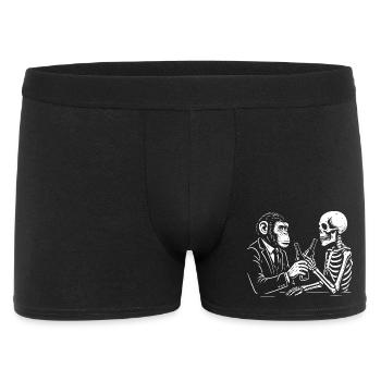 Affe und Skelett trinken Bier in der Kneipe. - Männer Boxer Shorts - Schwarz - Vorne