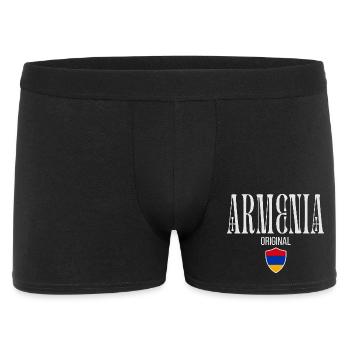 Ursprünglich aus Armenien, geboren in Armenien - Männer Boxer Shorts - Schwarz - Vorne