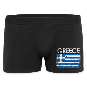 Distressed Greece Flag Graphic - Men's Boxer Shorts - black - Front