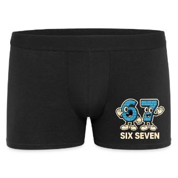 Sechs Sieben Meme Lustig 6 7 Geschenkidee - Männer Boxer Shorts - Schwarz - Vorne