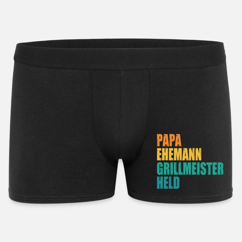 Papa Ehemann Grillmeister Held - Männer Boxer Shorts - Schwarz