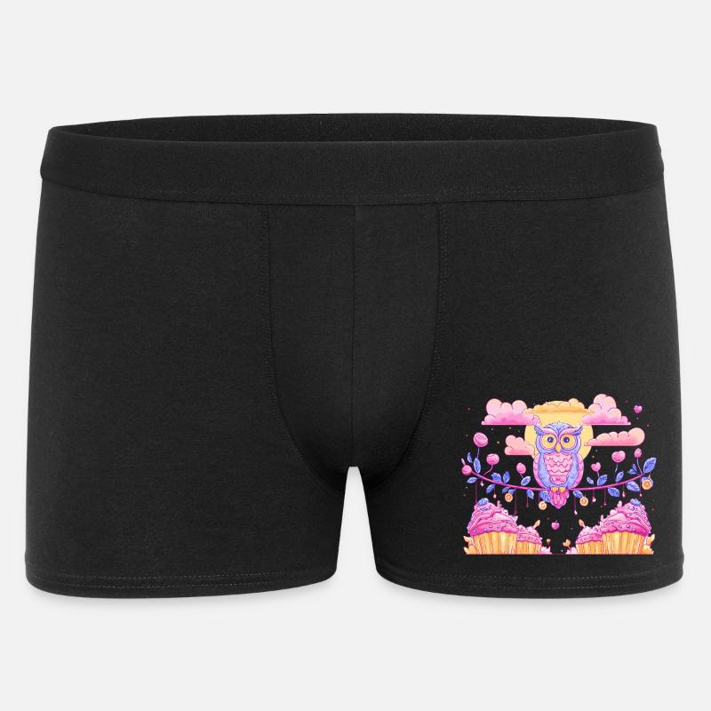 Pastell Eulenzauber über Cupcakes - Männer Boxer Shorts - Schwarz