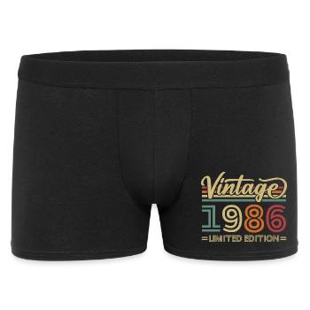 Vintage 1986 Jahrgang Geburtstagsgeschenke Retro - Männer Boxer Shorts - Schwarz - Vorne