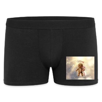 Gingerbread Man with Candy Cane Christmas - Men's Boxer Shorts - black - Front