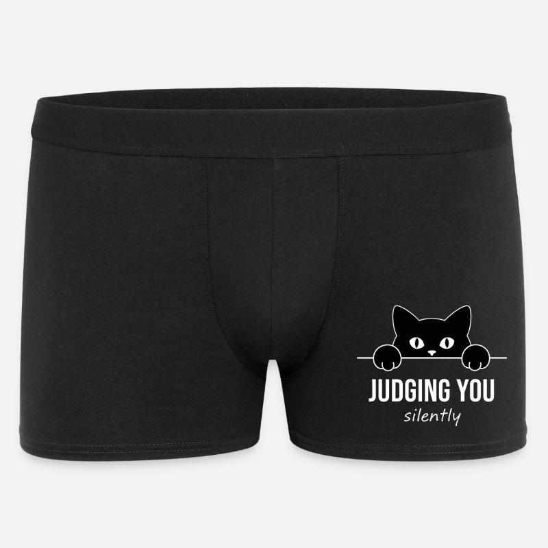 Judging You Silently - Funny Cat - Men's Boxer Shorts - black