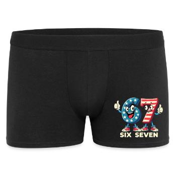 US Flag 67 Memes Six Seven - Männer Boxer Shorts - Schwarz - Vorne