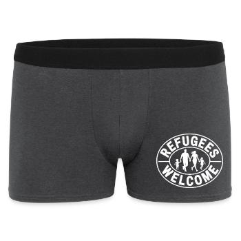 Refugees Welcome - Antifascist Merch - Men's Boxer Shorts - charcoal grey - Front
