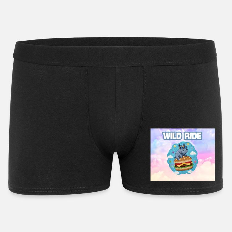 Wild Ride Hippo Burger Patch - Men's Boxer Shorts - black