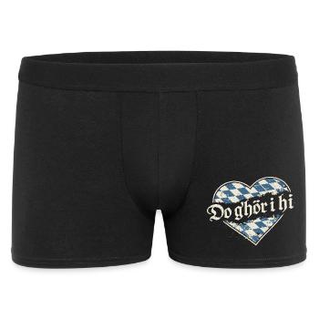 Do g’hör i hi – Bayerisches Herz Dialekt - Männer Boxer Shorts - Schwarz - Vorne