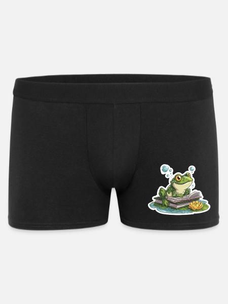 Frosch-Lese-Teich-Bibliothekar-Humor-Lesung - Männer Boxer Shorts - Schwarz