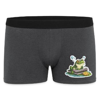 Frog Reading Pond Librarian Humor Reading - Men's Boxer Shorts - charcoal grey - Front