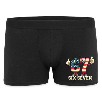 US Flag 67 Memes Six Seven - Männer Boxer Shorts - Schwarz - Vorne