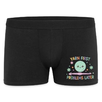 Yarn First Problems Later Funny Crochet Yarn - Men's Boxer Shorts - black - Front