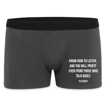 Listening Profit Typography: Plutarch Quote - Men's Boxer Shorts - charcoal grey - Front