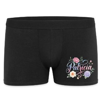 Patricia Blütenschrift - Männer Boxer Shorts - Schwarz - Vorne