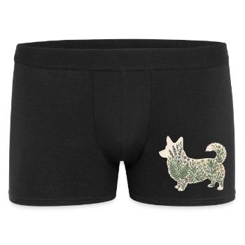Botanischer Corgi Pflanzen - Männer Boxer Shorts - Schwarz - Vorne
