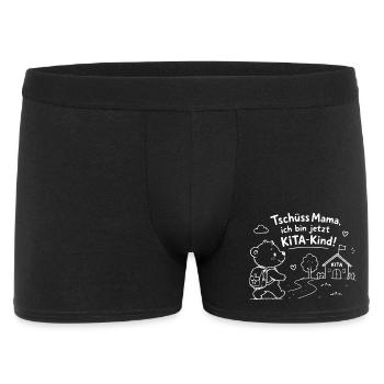 KiTaAbschied: KleinerBär geht zur KiTa - Männer Boxer Shorts - Schwarz - Vorne