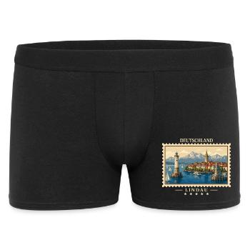 Deutschland Lindau Vintage Reisemarke - Männer Boxer Shorts - Schwarz - Vorne