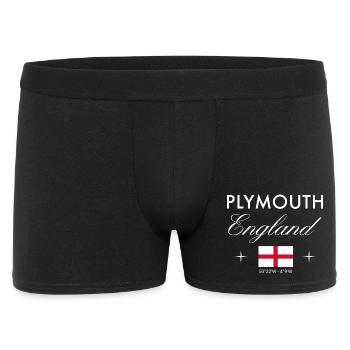 Plymouth England Koordinaten Reise Souvenir - Männer Boxer Shorts - Schwarz - Vorne