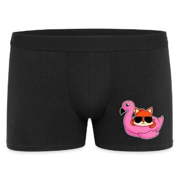 Fuchs im Flamingo - Design - Männer Boxer Shorts - Schwarz - Vorne