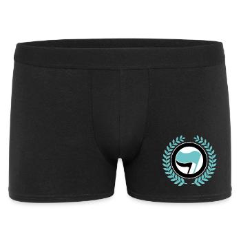 Antifa Logo mit einem Kranz - Männer Boxer Shorts - Schwarz - Vorne
