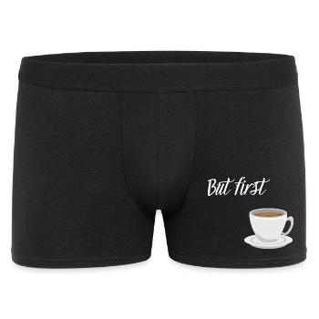 First Coffee - Kaffee-Design - Männer Boxer Shorts - Schwarz - Vorne