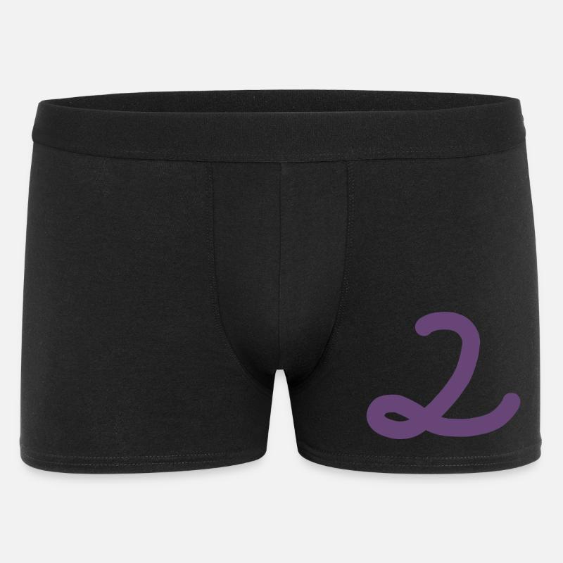 2 Nummer zwei Zahl violett - Männer Boxer Shorts - Schwarz