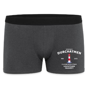 Flensburger Förde, Leuchtturm Falshöft, Durchatmen - Männer Boxer Shorts - Anthrazit - Vorne