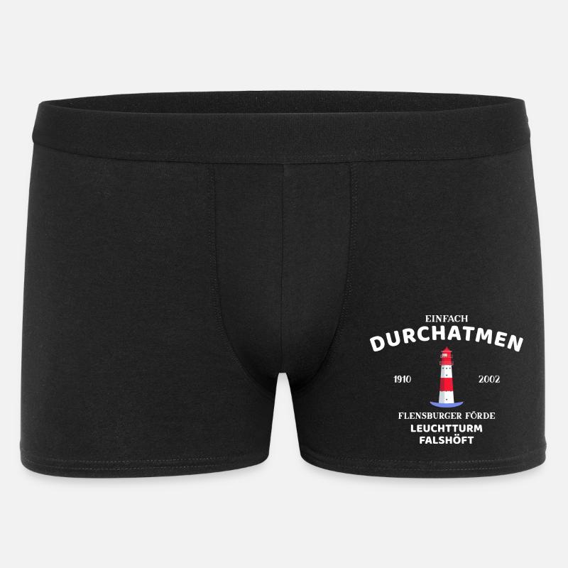 Flensburger Förde, Leuchtturm Falshöft, Durchatmen - Männer Boxer Shorts - Schwarz