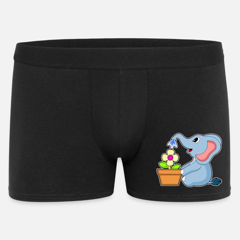 Elefant Blumentopf Blume - Männer Boxer Shorts - Schwarz