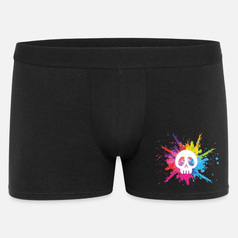 Weißer Schädel und bunte Explosion - Männer Boxer Shorts - Schwarz